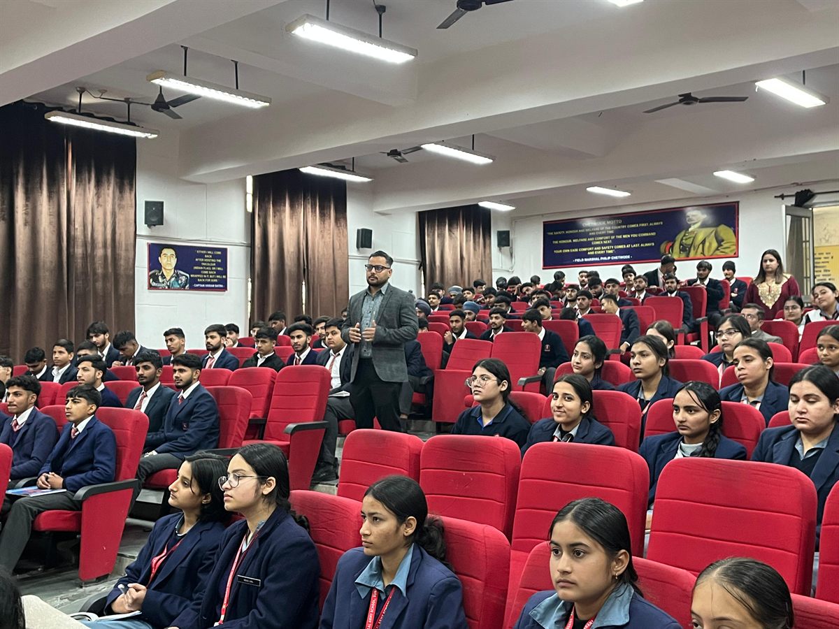 Students attending a seminar in an auditorium