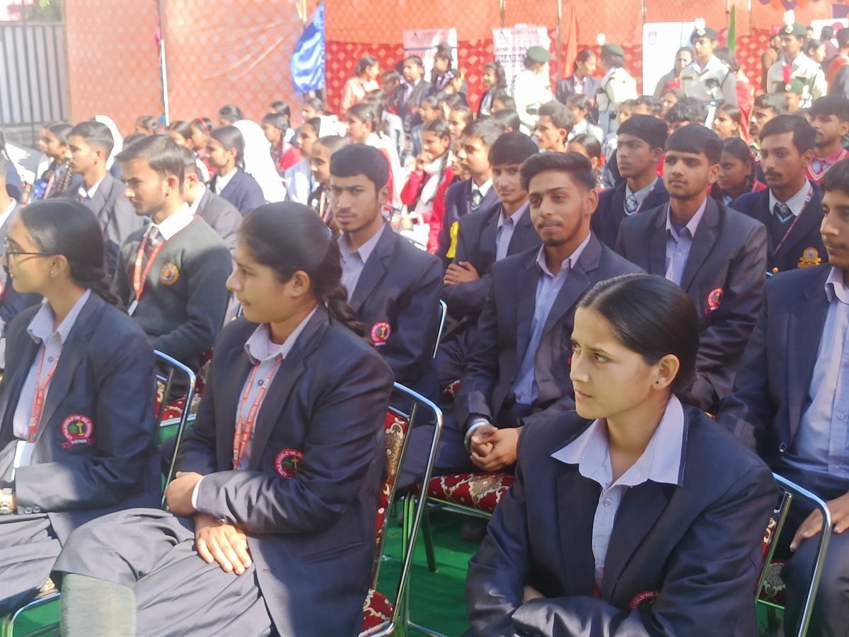 Students attending an outdoor school seminar session