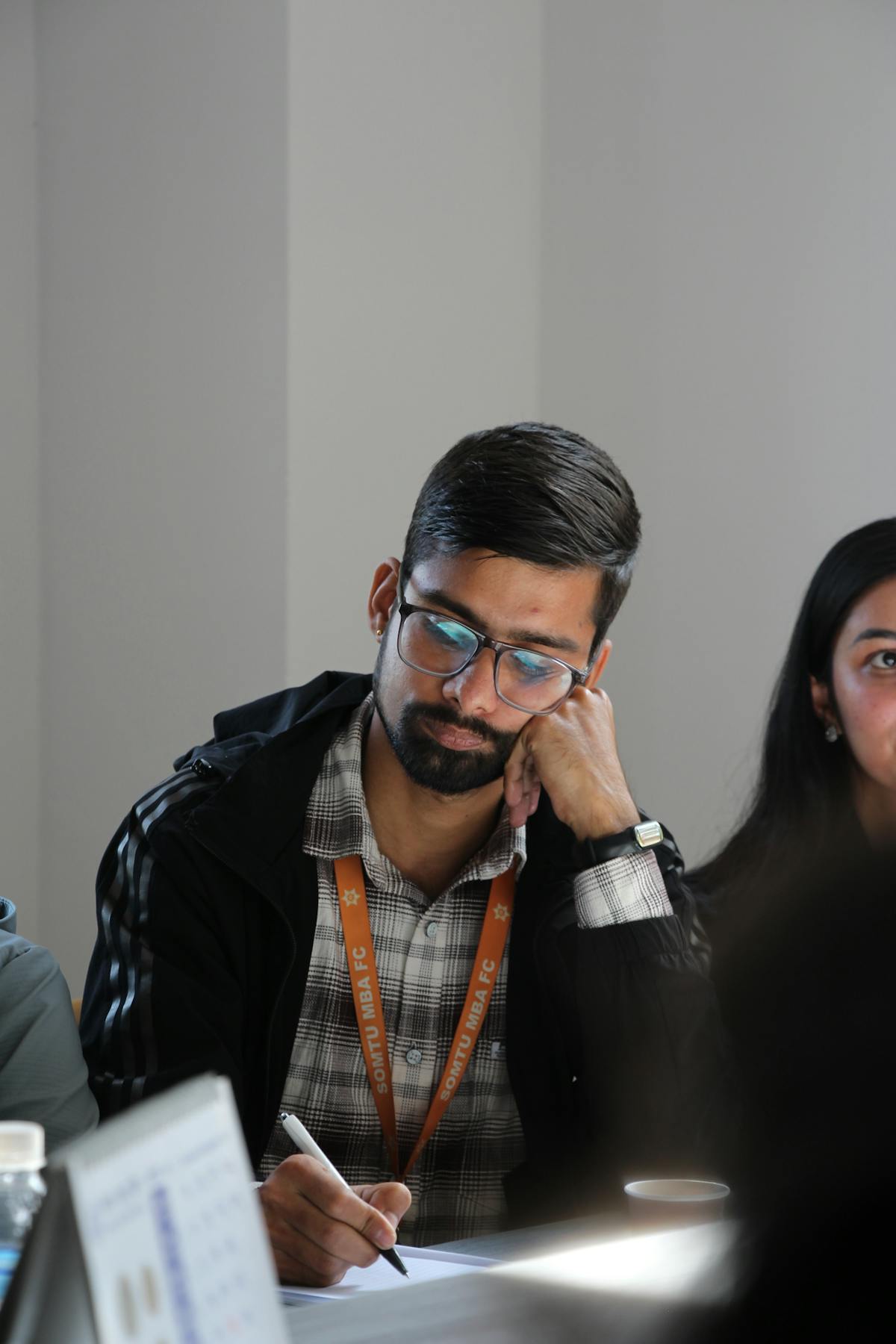 Students attending a focused seminar discussion